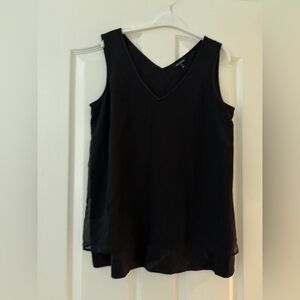 St. John 100% Silk Black Sleeveless Blouse – V-Neck Tank Top – Size M